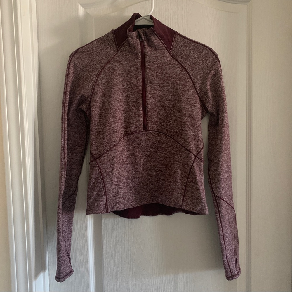 Women’s 4 LULULEMON Always Alert 1/2 Zip Heathered Garnet Winter Outdoor Top